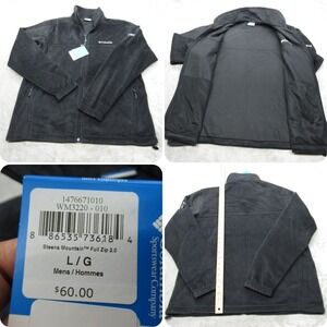Columbia Jacket Men Large Black Steens Mountain Full Zip 2.0 Super Soft Logo NEW